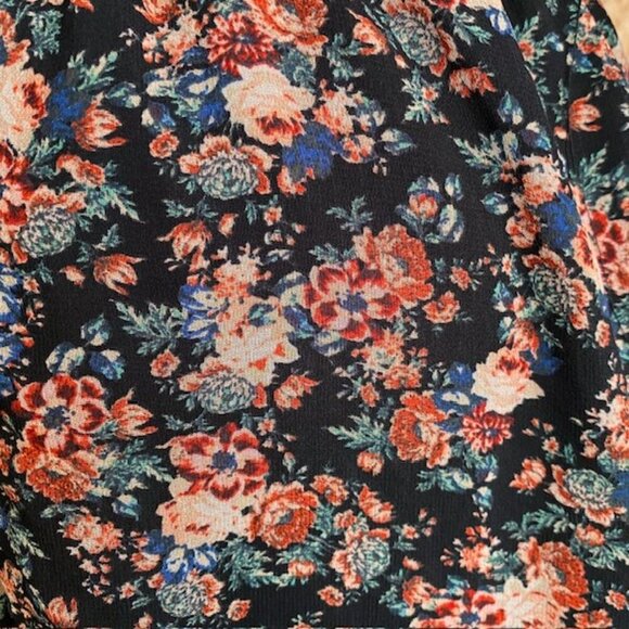 Zara maxi dark floral print chiffon long sleeve dress - Picture 3 of 16